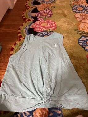 Ralph Lauren Pale Blue Sleeveless Knot Front Tank